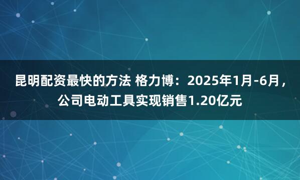 昆明配资最快的方法 格力博：2025年1月-6月，公司电动工具实现销售1.20亿元